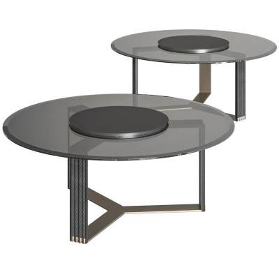 现代圆形玻璃茶几